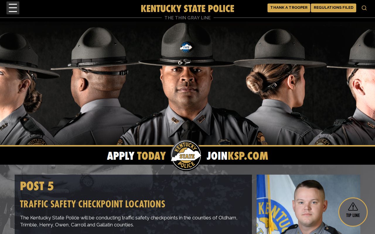 KSP Post 5 locations relevant to Milton arrest records